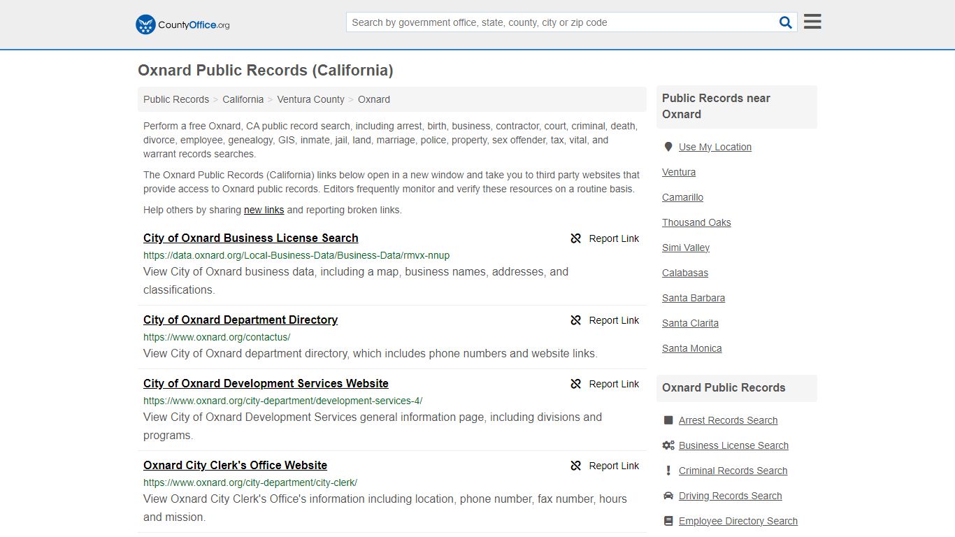 Oxnard Public Records (California) - County Office