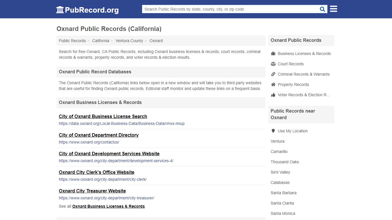 Free Oxnard Public Records (California Public Records)