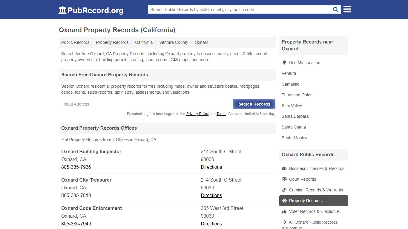 Free Oxnard Property Records (California Property Records) - PubRecord.org